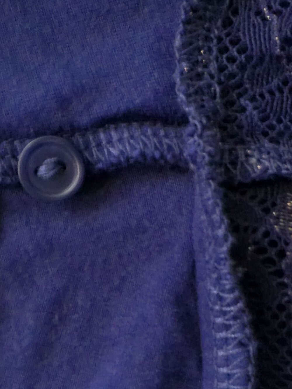 LOGO by Lori Goldstein Lg Slve V-Neck ButtonUp Navyish Purple Tunic w/Lace Hem L - Picture 8 of 10